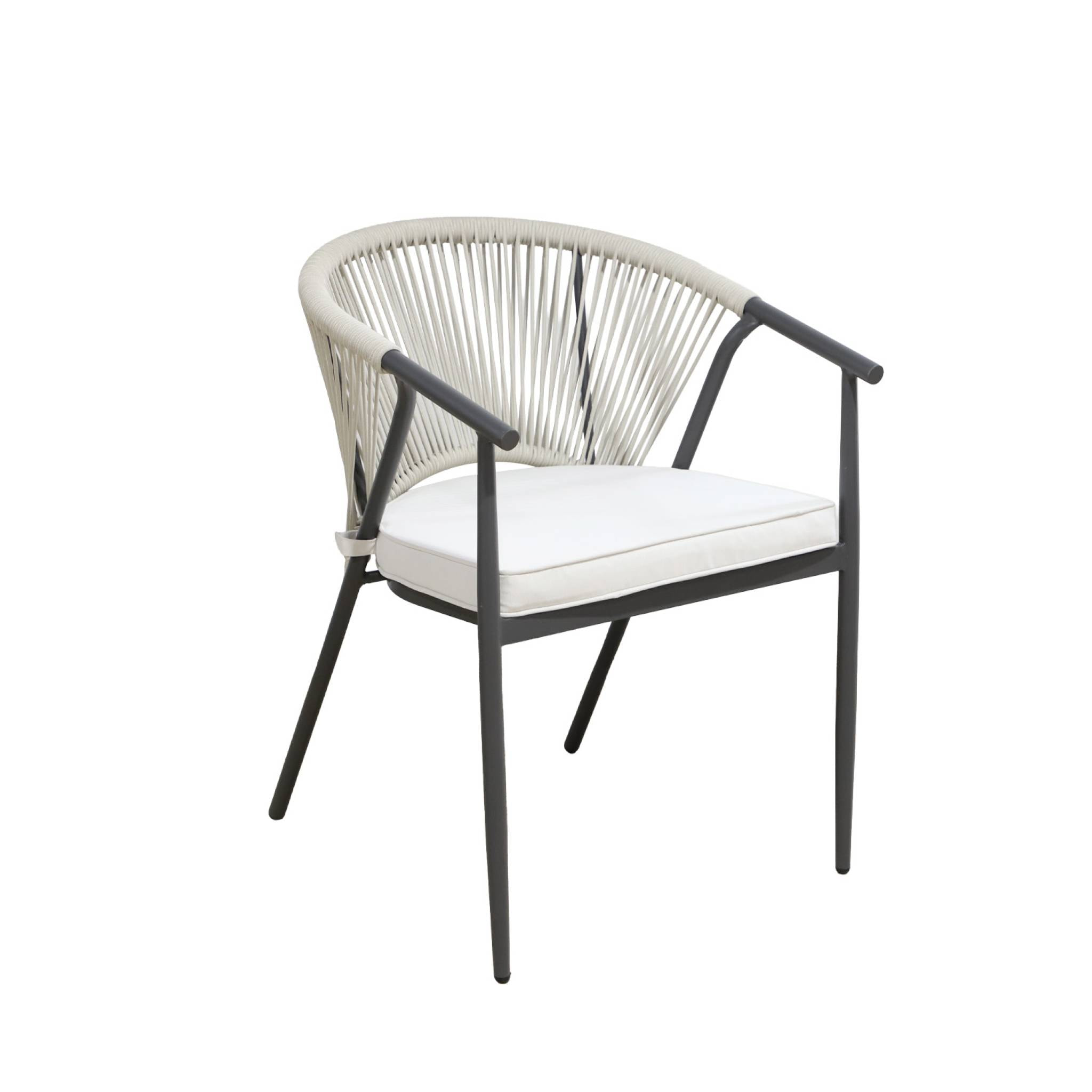 Table de jardin ronde aluminium et verre + 6 assises ORBIS + LIORA