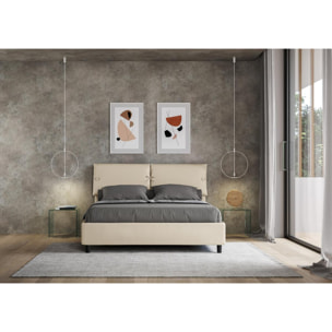 Lit rembourrée avec sommier 160x210 similicuir taupe Sleeper