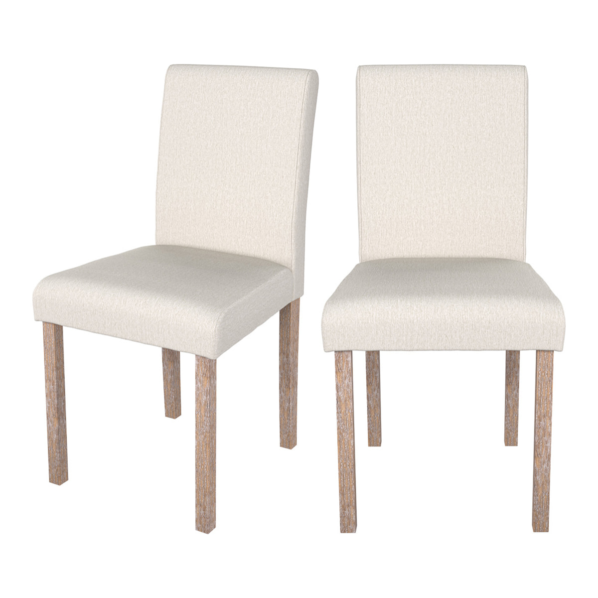 Lot de 2 chaises en tissu beige et pieds en bois de chêne - Havane