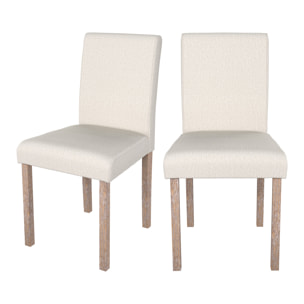 Lot de 2 chaises en tissu beige et pieds en bois de chêne - Havane