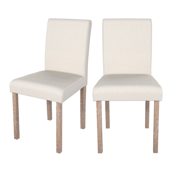 Lot de 2 chaises en tissu beige et pieds en bois de chêne - Havane