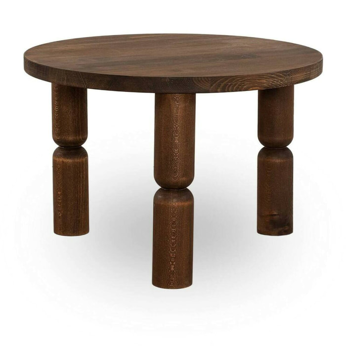 Tavolino da salotto Victorine, Tavolo basso da caffè, Portariviste per divano, Ripiano da soggiorno, 60x60h40 cm, Noce