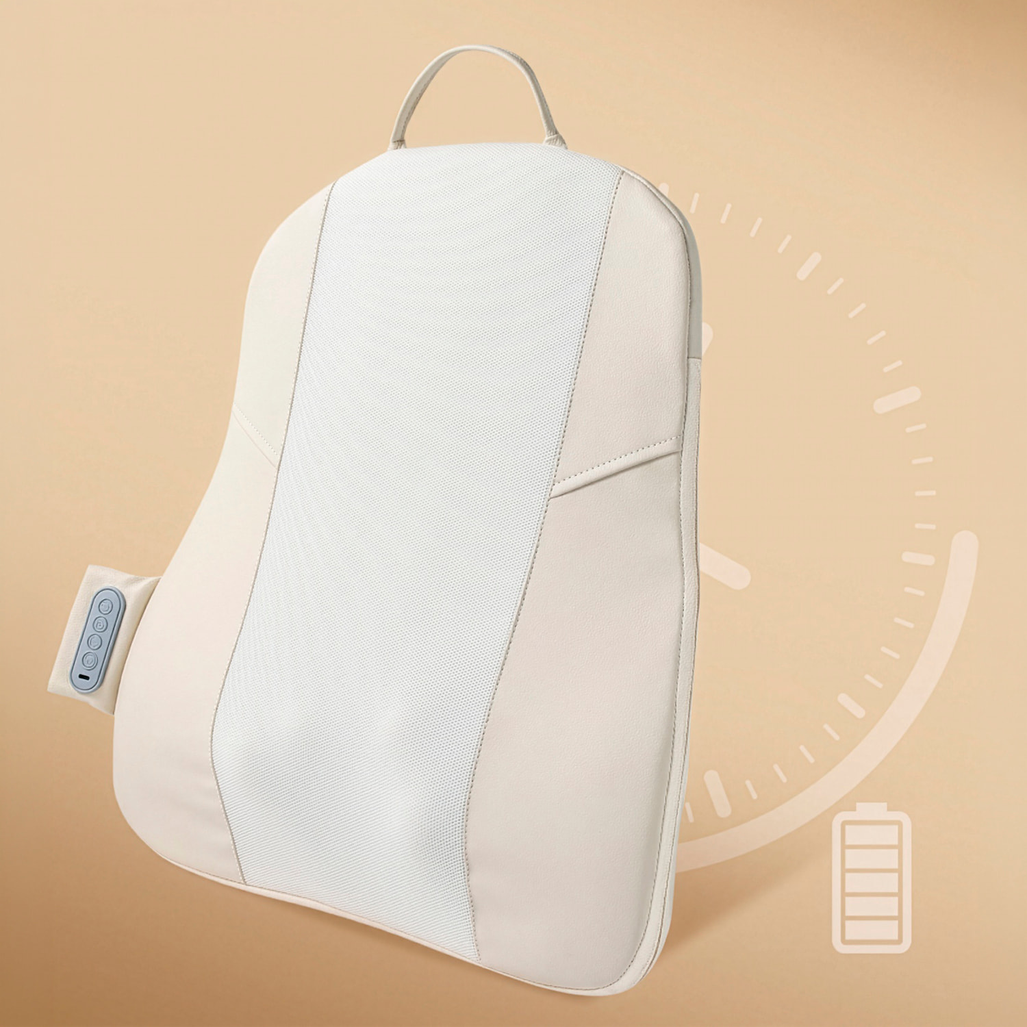 Masajeador ergonómico recargable HY-KB-2025 para espalda, cuello y hombros. 3 modos de masaje con 2 velocidades. 2 intensidades de calor, cinta de ajuste para sillas y asientos.