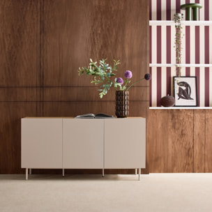 Buffet décor bois piétement métal 3 portes 150cm ASHTON