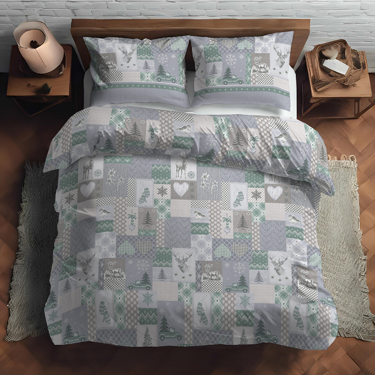 Parure copripiumino alpi verde 100% cotone