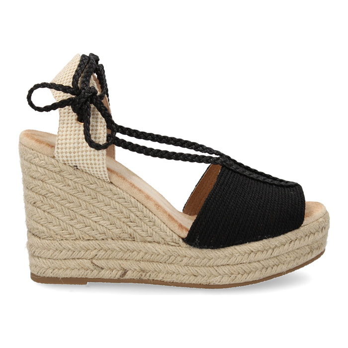 Sandalia de cuña de yute para mujer, comodas y elegantes, diseño moderno con cierre de cordones