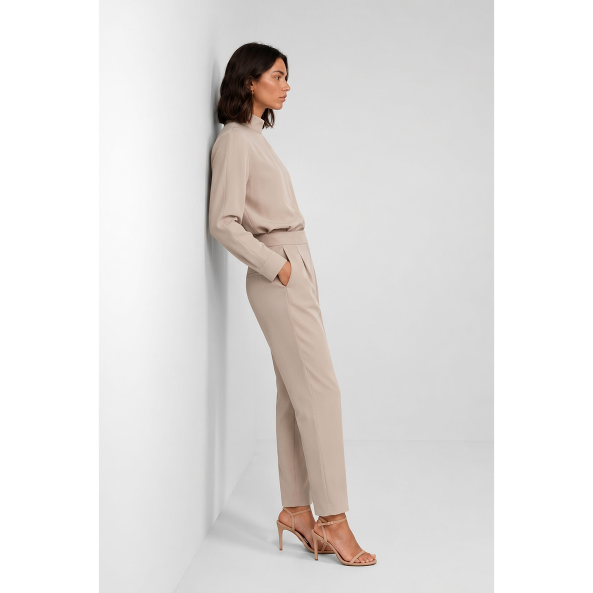 Kocca - Blusa da donna a collo alto con maniche ampie e drappeggio Donna