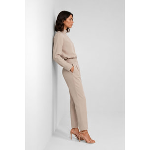 Kocca - Blusa da donna a collo alto con maniche ampie e drappeggio Donna