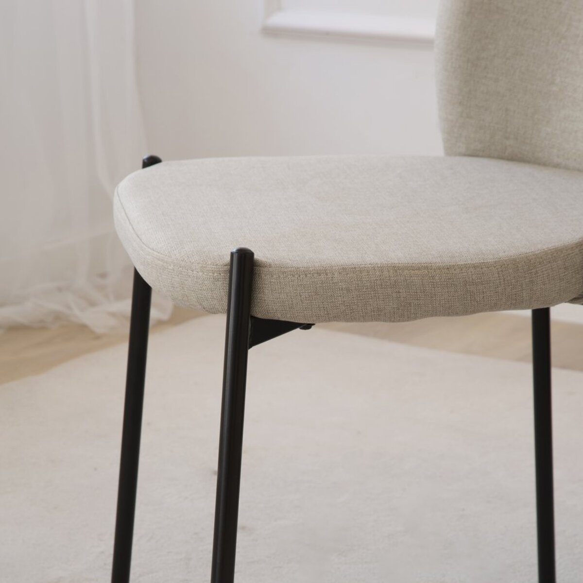 Pack de 4 chaises -tissu-couleur beige 48 x 85 x 55 cm