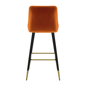 Lot de 2 chaises de bar en velours orange 77.5 cm - Aristote