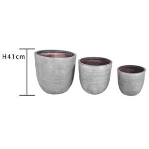 Set Da 3 Cachepot 42 Cm Stripe - Pezzi 1 - 42X41X42cm - Colore: Grigio - Bianchi Dino - Decori Casa E Complementi