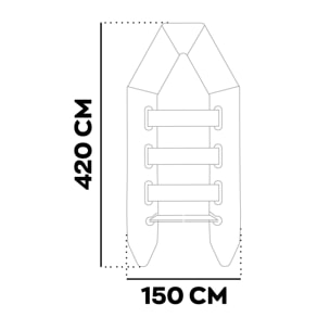 Turner 420 - Gommone Tender Gonfiabile 4,2m per 5+1 Persone con Remi e Accessori Fondo in Legno Sintetico Nero