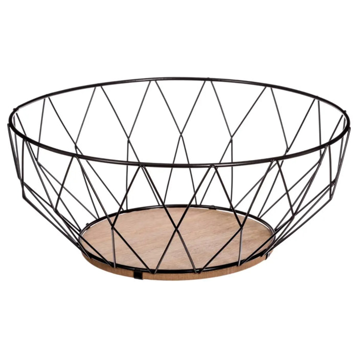 Corbeille en métal 28cm " losange" noir