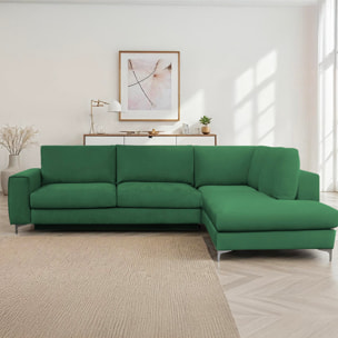 Canapé d'Angle Droit Velours Fiesole, 3 Places, Couchage Intégré, Coffre de Rangement, Housse Déhoussable