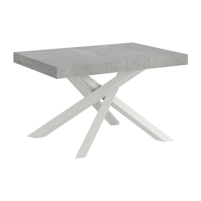 Tavolo allungabile 90x130/390 cm Volantis cemento telaio bianco