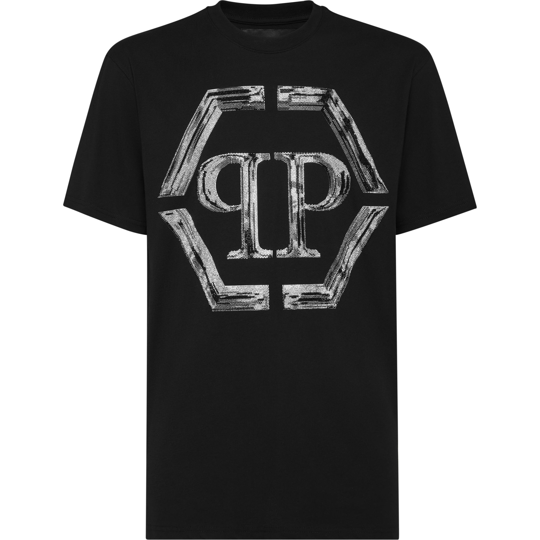 PHILIPP PLEIN Camiseta de cuello redondo y manga corta HEXAGON