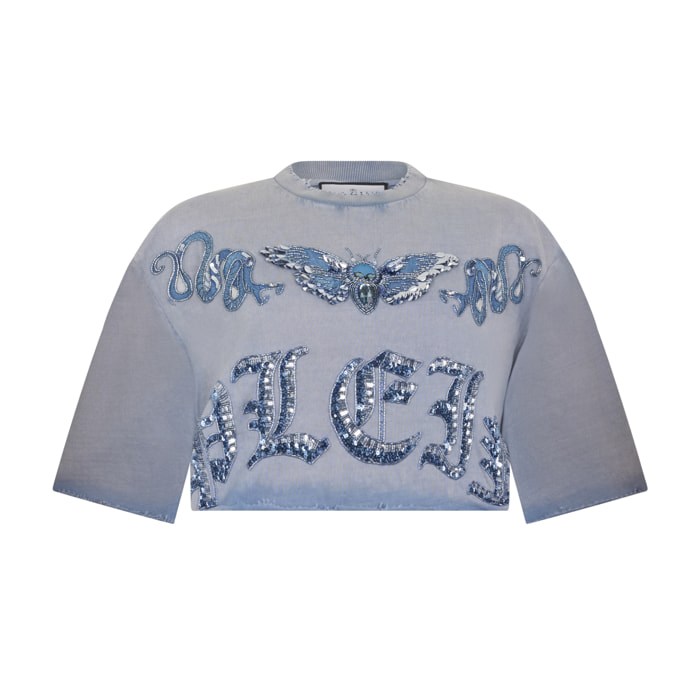PHILIPP PLEIN Cropped T-Shirt Butterfly Tattoo