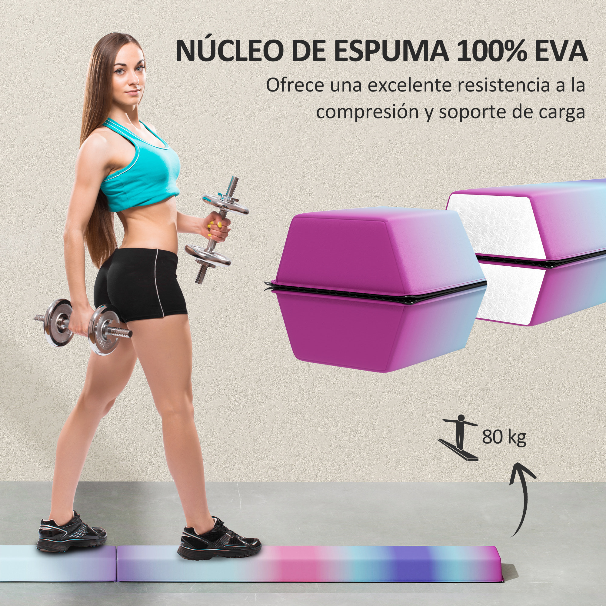 Barra de Equilibrio Gimnasia Plegable 236 cm, Barra de Gimnasia Artística con Base Antideslizante, Viga de Equilibrio para Niños, Principiantes, Gimnastas Profesionales, Entrenamiento en Casa