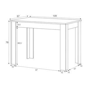 Tavolo fisso Lowell, Tavolo per sala pranzo, Tavolo consolle moderno per salotto o cucina, cm 109x67x78, Bianco e Cemento