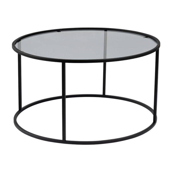 Tavolino da salotto Geralt, Tavolo basso da caffè, Portariviste per divano, Ripiano da soggiorno, 80x80 h43 cm, Nero e Grigio