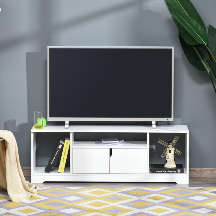 Mueble de TV para Televisor de hasta 42'' Mesa para TV de Salón Moderna con Armario de Doble Puerta y 3 Compartimentos Abiertos 120x30x41cm Blanco