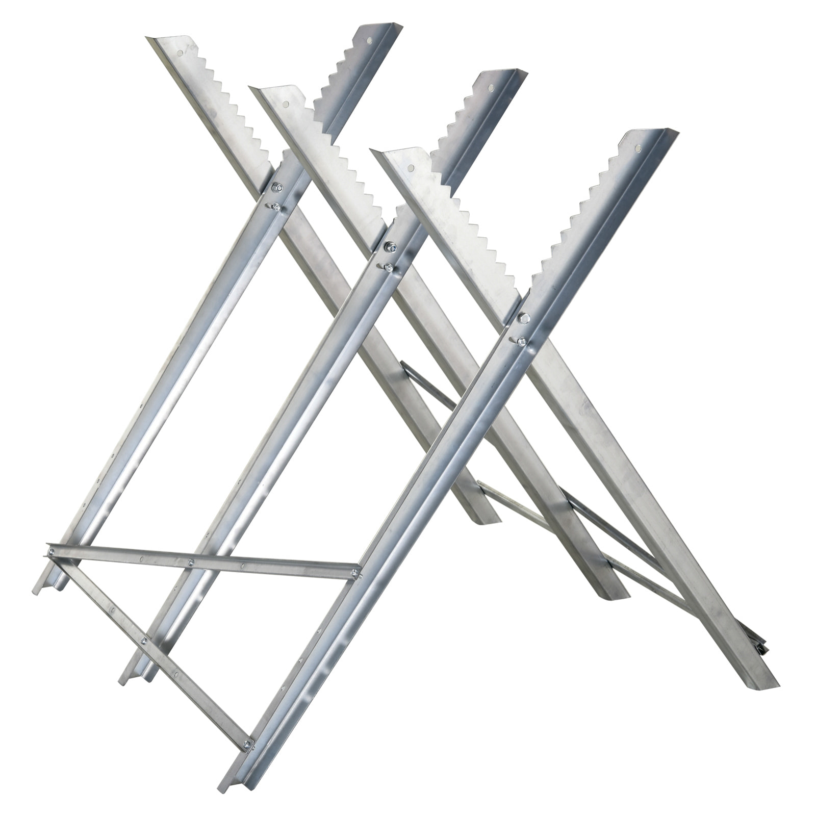 Caballete para Sierra Plegable Caballete Motosierra con Estructura Triangular de Metal Soporte para Leña Carga 100 kg 83x83x79 cm Plata