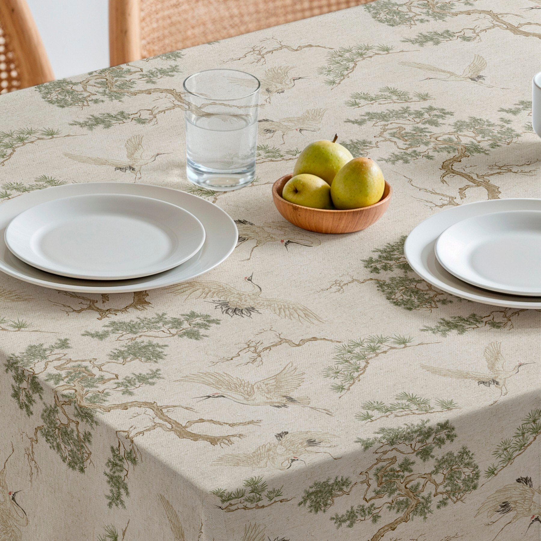 Mantel estampado antimanchas GARZA VERDE