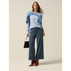 Oltre - Pantalones cropped de terciopelo - Light - blue