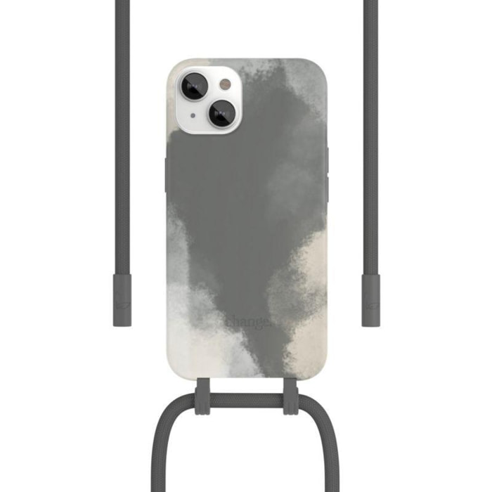 Coque avec cordon WOODCESSORIES iPhone 13 mini Tour de cou gris foncé