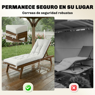 Cojín para Banco Exterior, Cojín para Banco y Tumbona de Jardín con Correas de Sujeción, Protección UV50+, Rebote Lento, para Interior y Exterior, 198x65x13 cm, Crema