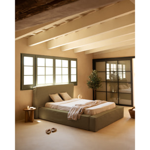 Lit déhoussable en lin vert pour les matelas en différentes tailles