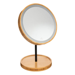 Miroir avec pied à led 18cm bambou
