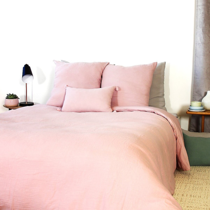Parure De Couette 3pcs 100% gaze De Coton Rose