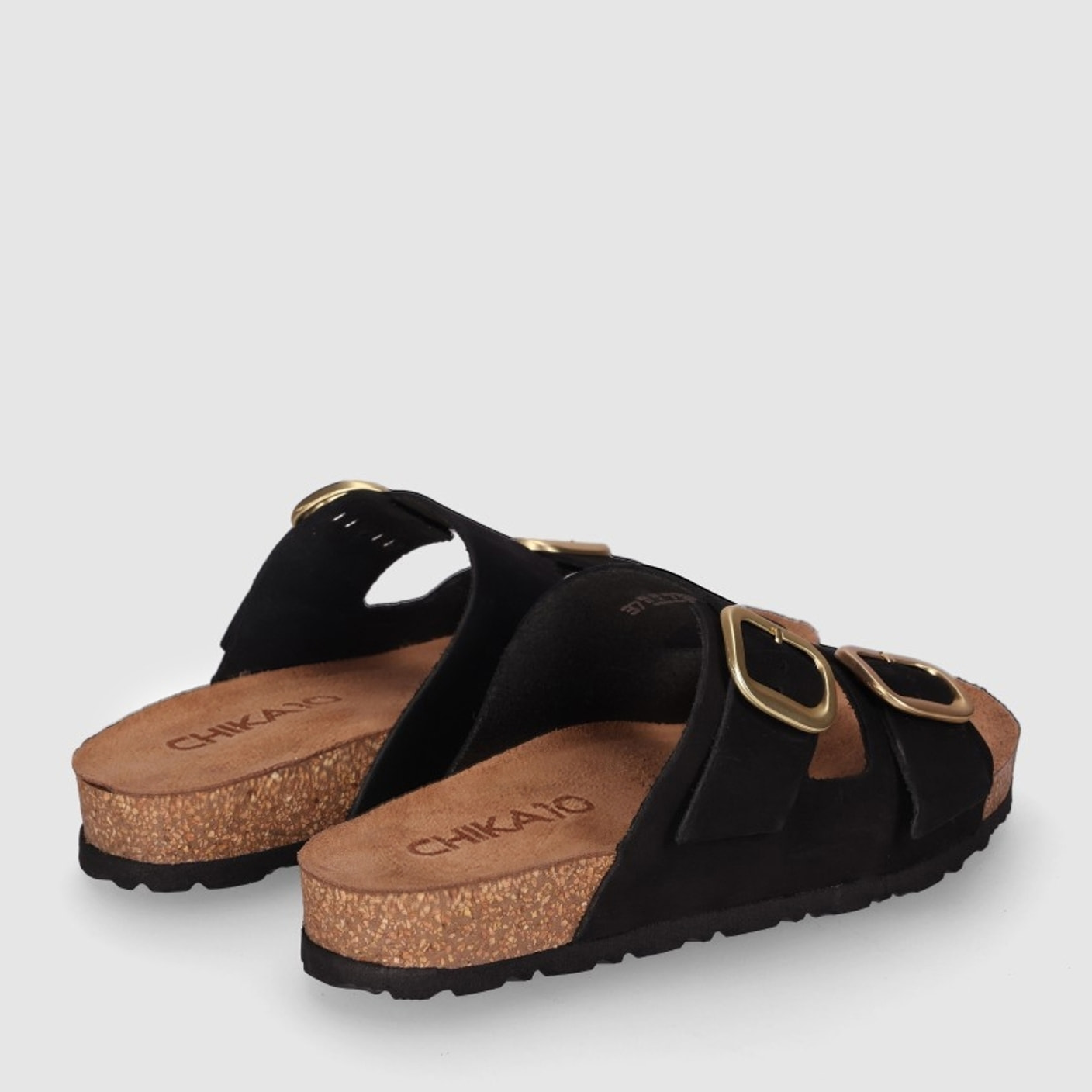 Sandalias de Piel - Negro - Tacón: Bajo