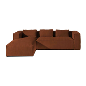 Stella - canapé d'angle gauche en velours côtelé - 4 places - Terracotta