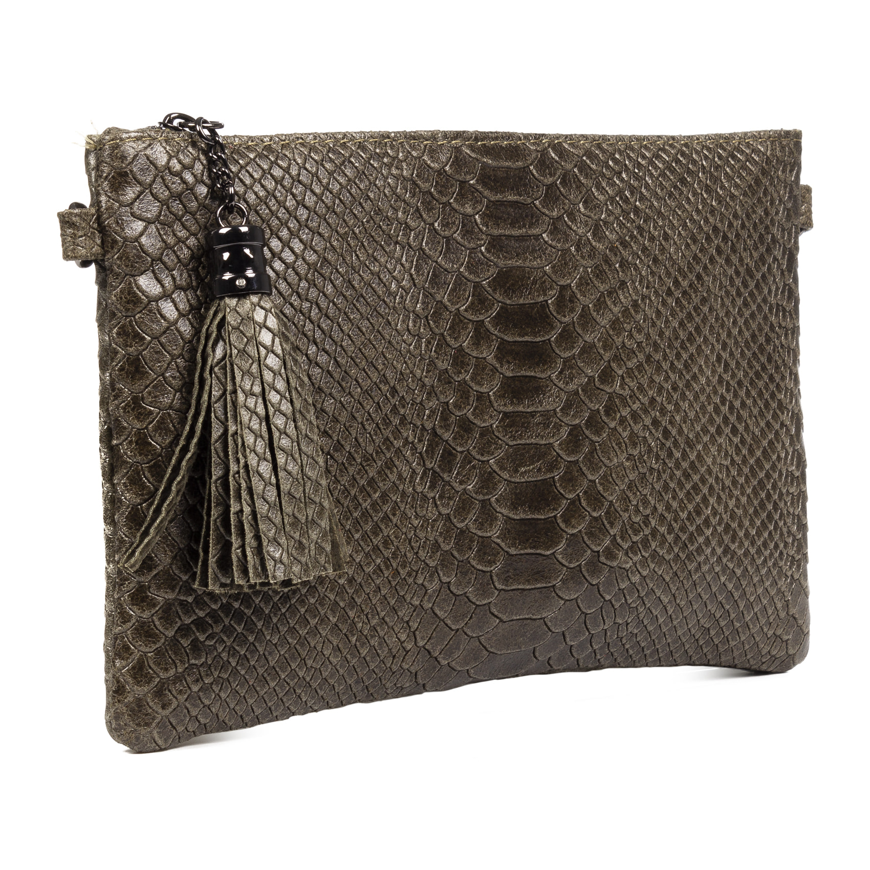 Ermine Borsa a tracolla Donna.Pelle autentica camoscio serpente inciso