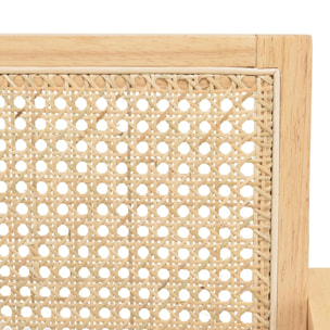 AGATHE - Fauteuil bois d'Hévéa assise tissu blanc dossier rotin naturel