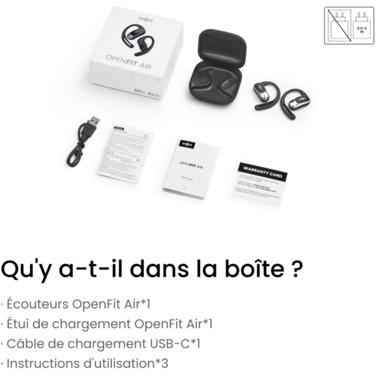 Ecouteurs SHOKZ OpenFit Air Noir