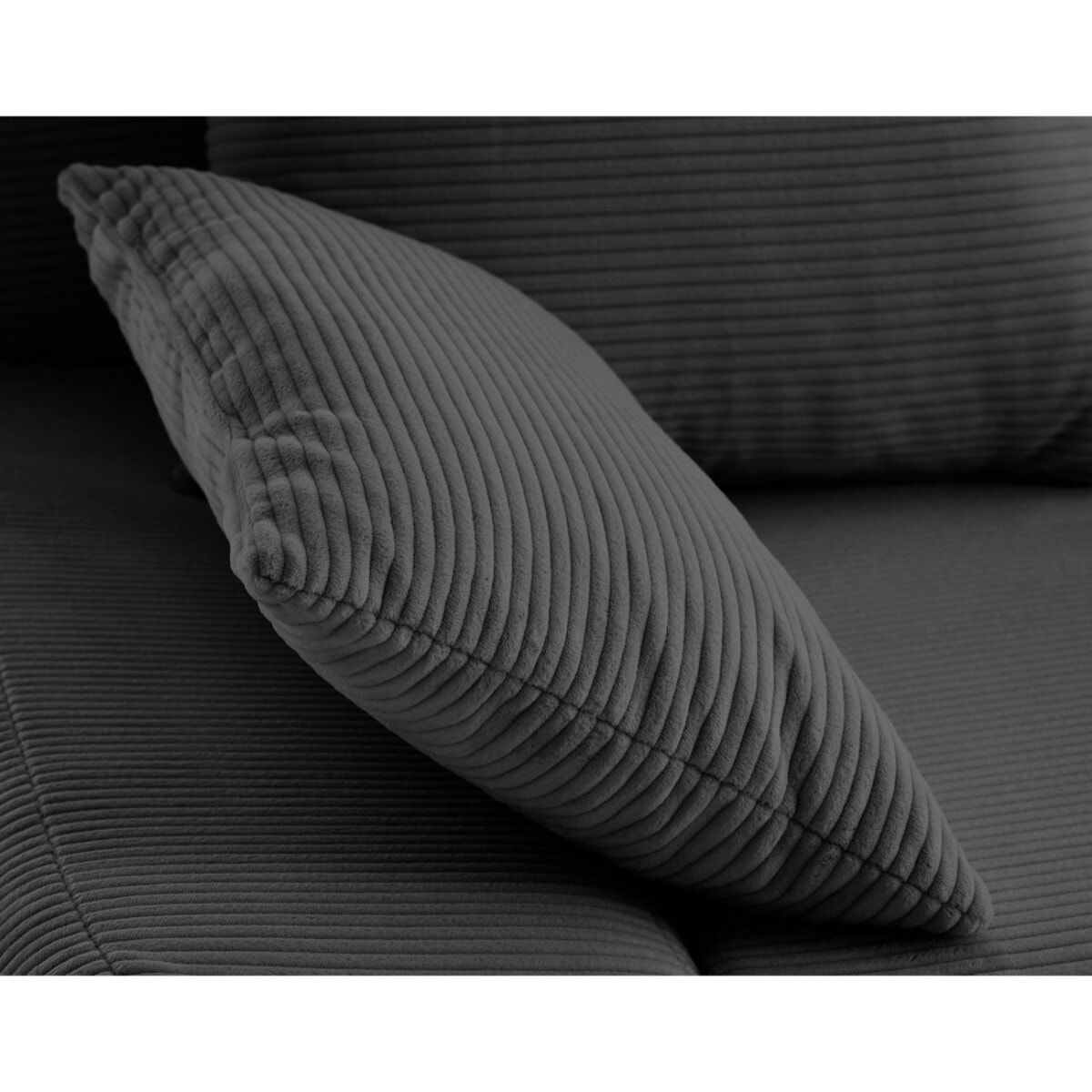 Larson - canapé droit 3 places convertible avec coffre en velours côtelé - Gris foncé