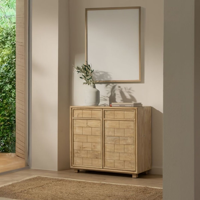 Buffet Zanda -bois massif de mangue-couleur arabica 90 x 80 x 40 cm