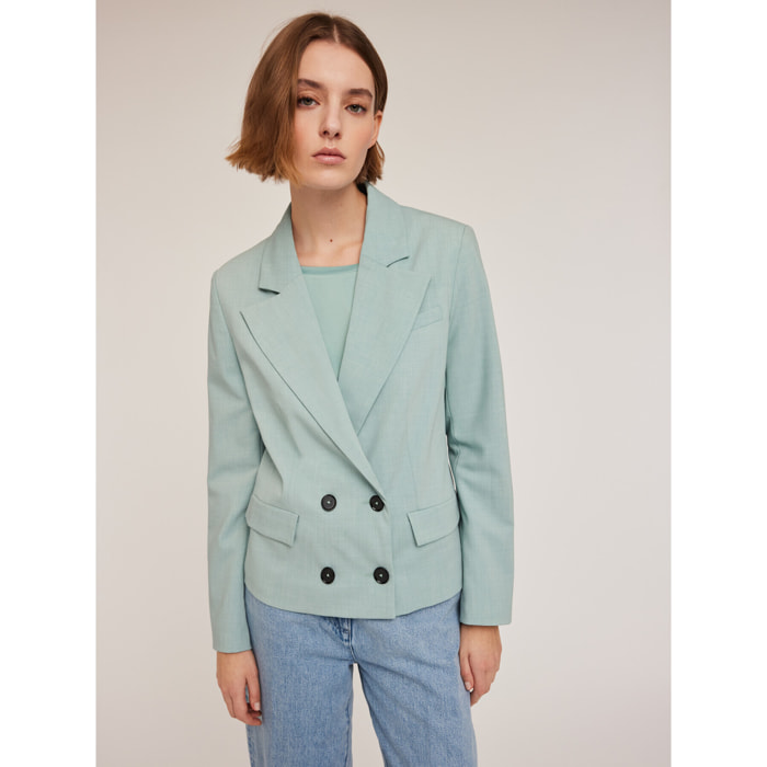 Motivi - Chaqueta de doble botonadura en poliviscosa - Green Water