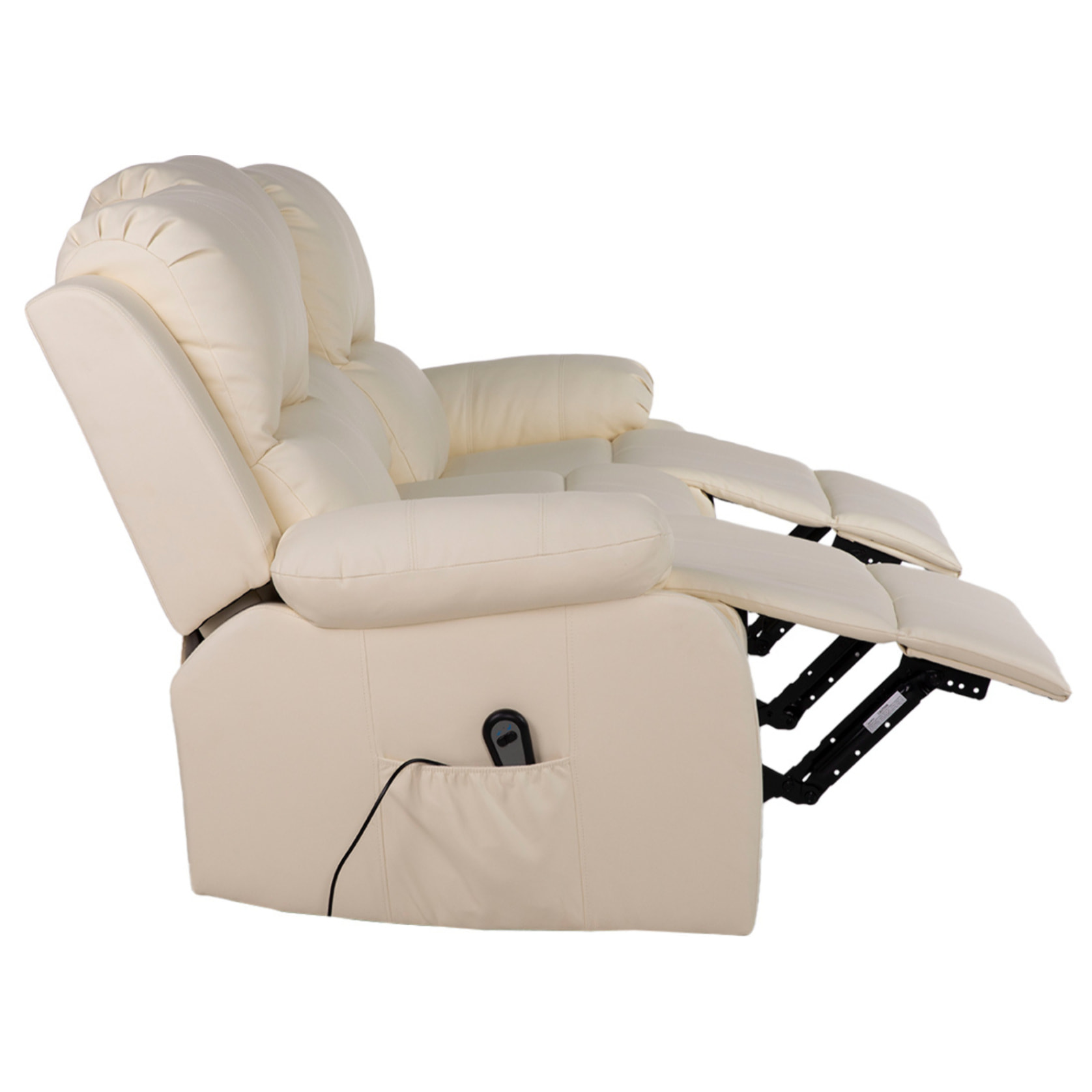 Armand - Canapé 3 places relax électrique en simili - Beige