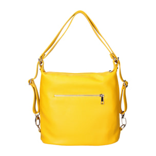 Borsa a spalla convertibile in zaino Bianca da donna In Vera pelle Made in Italy 30x26x9 cm