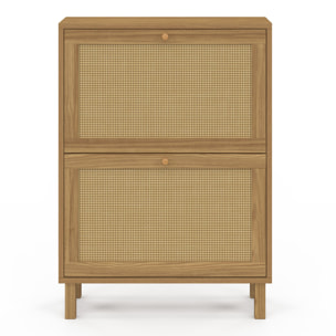 Meuble chaussures Erin 2 portes en cannage - 12 paires