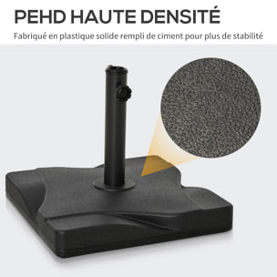 Pied de parasol base de lestage parasol carré dim. 41,5L x 41,5I x 35H cm poids net 20 Kg ciment HDPE noir