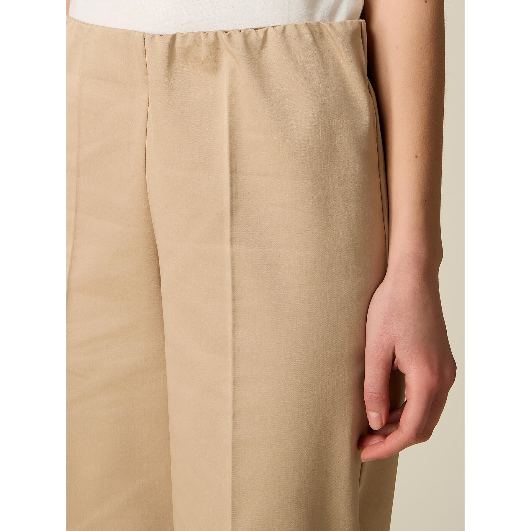 Oltre - Pantaloni cropped misto cotone - Beige