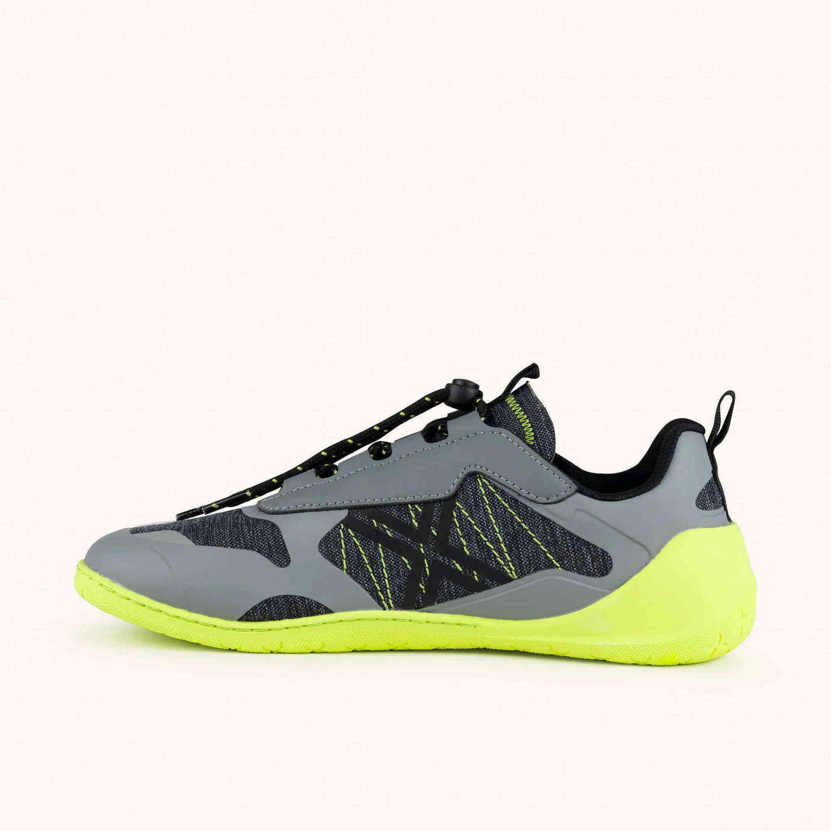 MUNICH FREESTEP 07 Zapatillas Wild Feet "Barefoot" color gris y amarillo flúor con puntera ancha