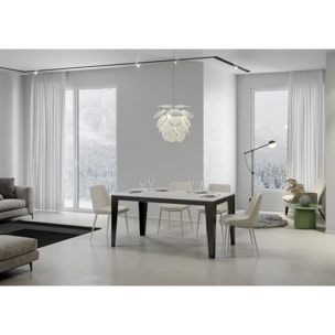 Mesa extensible 90x120/380 cm Flame Evolution Fresno Blanco estructura Antracita