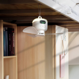 Ventilador de techo inalámbrico con batería de 8000mAh FS-6A de 27cm. Con luz LED integrada, 3 velocidades y temporizador. Incluye mando a distancia.