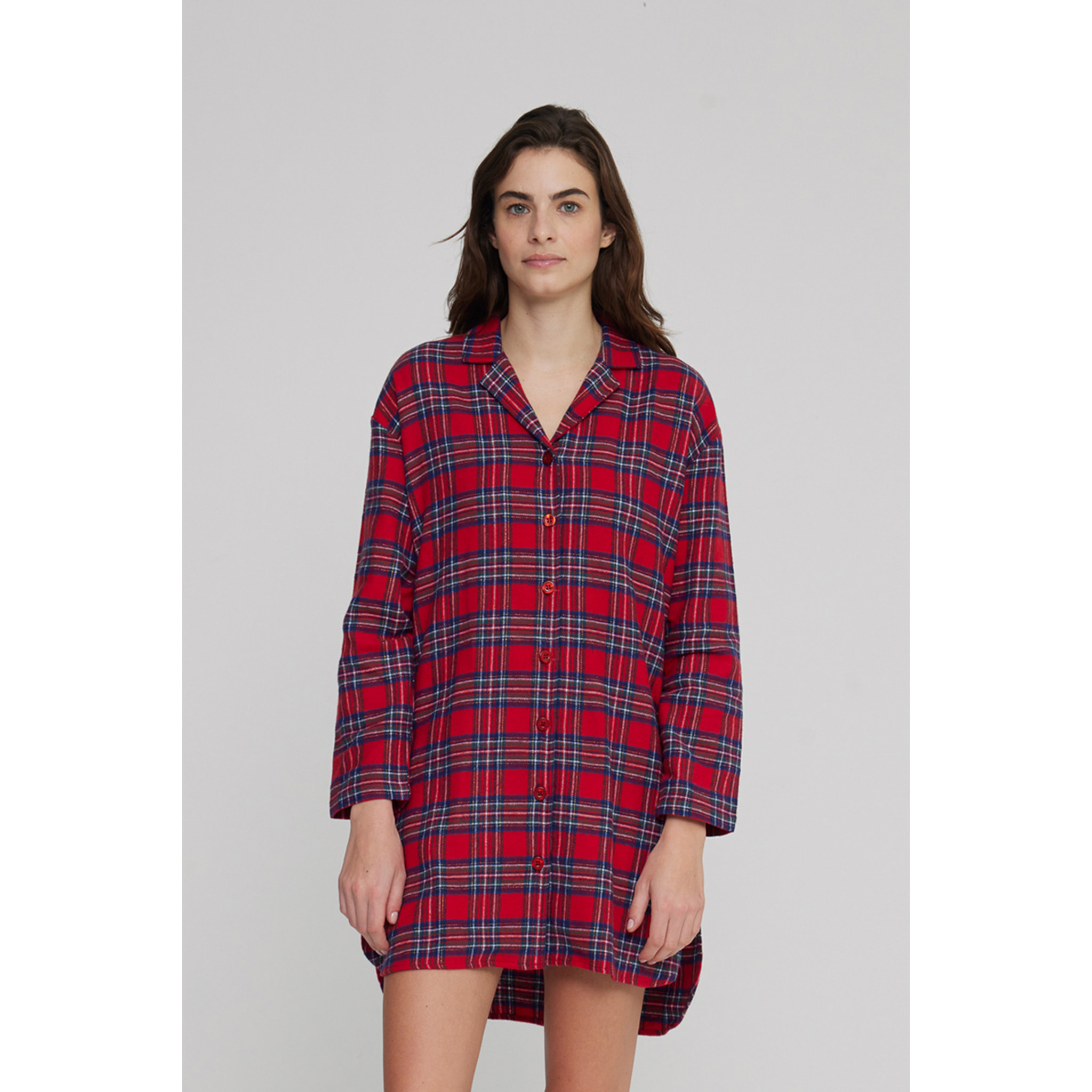 Camicia da notte donna trish lux in flanella a taglio uomo Noidinotte